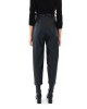 Zoya Faux Leather Elastic High Waist Slouchy Fit Black Παντελόνι