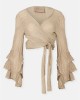 Zoya Tiered Ruffles Gold Set Wrap Top & Παντελόνι