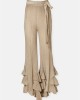 Zoya Tiered Ruffles Gold Set Wrap Top & Παντελόνι