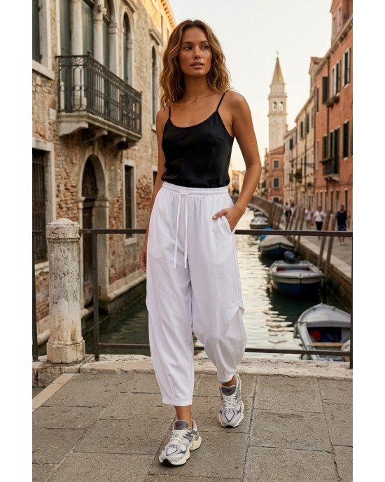 Zoya Barrel/Slouchy Off White Παντελόνι