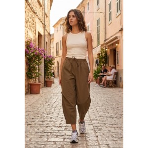 Zoya Barrel/Slouchy Brown Παντελόνι
