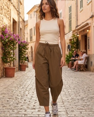 Zoya Barrel/Slouchy Brown Παντελόνι