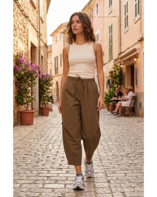 Zoya Barrel/Slouchy Brown Παντελόνι