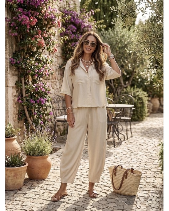 Zoya Set Vanilla Πουκάμισο & Slouchy Παντελόνι