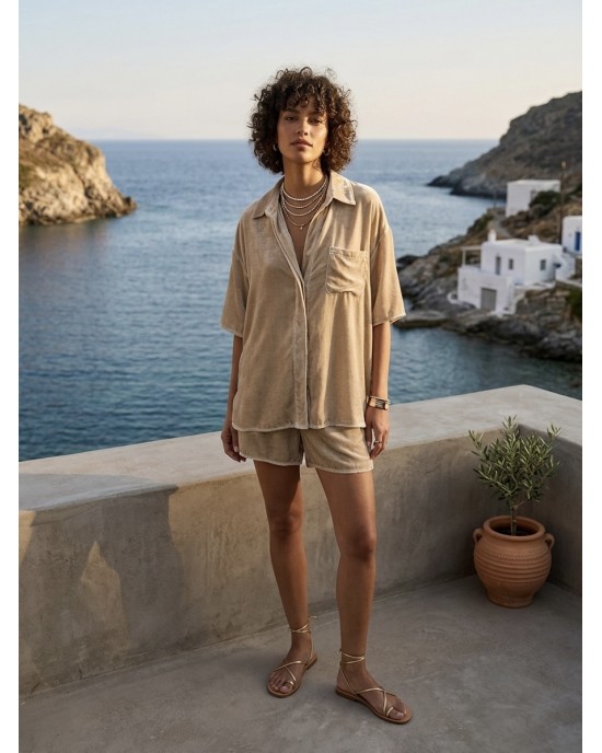Zoya Set Loose Fit Πουκάμισο & Σορτς Gold