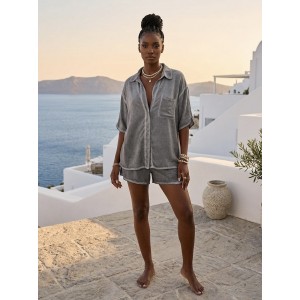 Zoya Set Loose Fit Πουκάμισο & Σορτς Grey