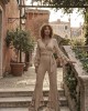Zoya Tiered Ruffles Gold Set Wrap Top & Παντελόνι