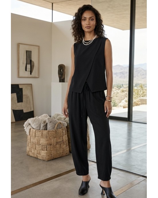 Zoya Sleeveless Black Μπλούζα