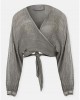 Zoya Wrap Crop Top & Σορτς Με Ξέφτια Grey