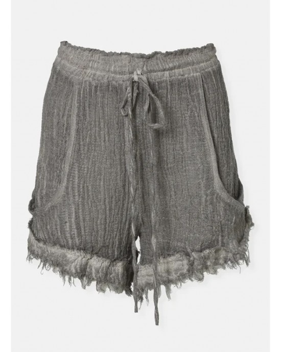 Zoya Wrap Crop Top & Σορτς Με Ξέφτια Grey