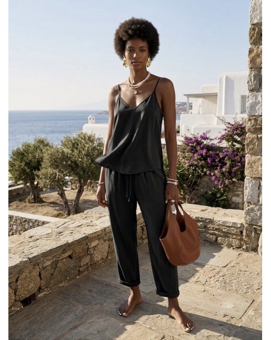 Zoya Slip Top Black Μπλούζα