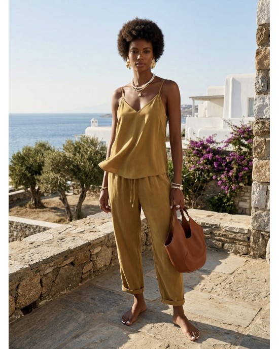 Zoya Slip Top Gold Μπλούζα