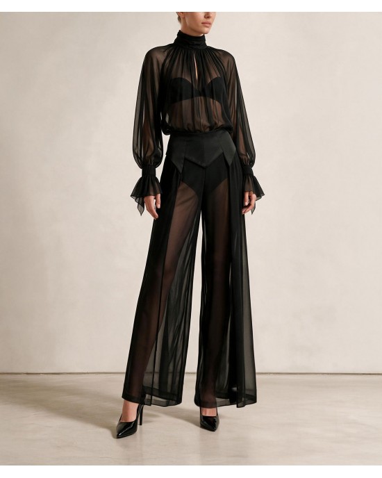 Zoya Sheer High-Neck Black Μπλούζα