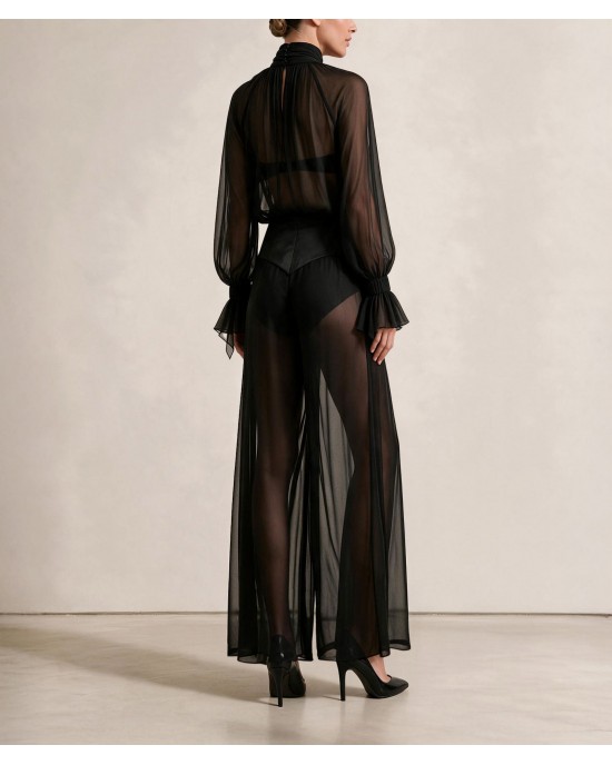 Zoya Sheer High-Neck Black Μπλούζα
