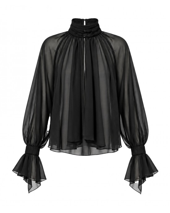 Zoya Sheer High-Neck Black Μπλούζα
