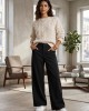 Zoya Tailored Wide-Leg Black Παντελόνι