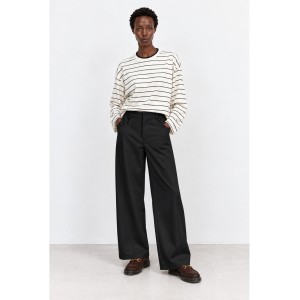 Zoya Tailored Wide-Leg Black Παντελόνι