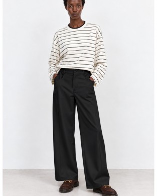 Zoya Tailored Wide-Leg Black Παντελόνι
