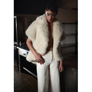 Zoya Tailored Wide-Leg Cream Παντελόνι