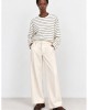 Zoya Tailored Wide-Leg Cream Παντελόνι