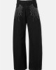 Zoya Strass Wide Leg Denim Black Παντελόνι