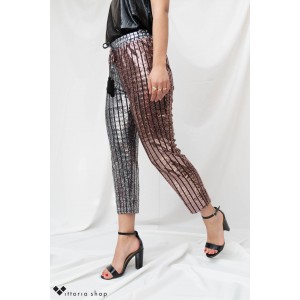 Zoya Παντελόνι Με Παγιέτες Ασημί/Μπρονζέ