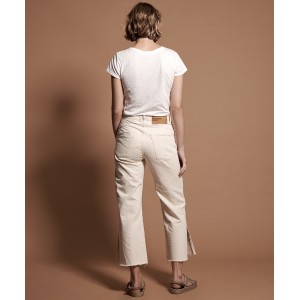 Oneteaspoon Nashville Libertines High Waist Cropped Wide Leg Jean Εκρού