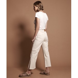 Oneteaspoon Nashville Libertines High Waist Cropped Wide Leg Jean Εκρού