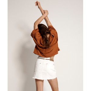 Oneteaspoon Beauty Trucker Mid Waist Φούστα Λευκή