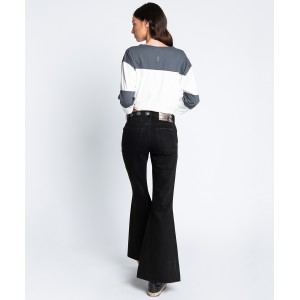 Oneteaspoon Concho Marines Mid Waist Extreme Flare Jean Worn Μαύρο