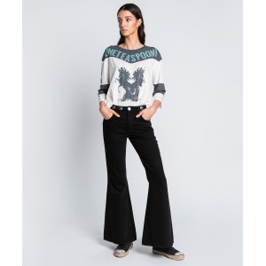 Oneteaspoon Concho Marines Mid Waist Extreme Flare Jean Worn Μαύρο