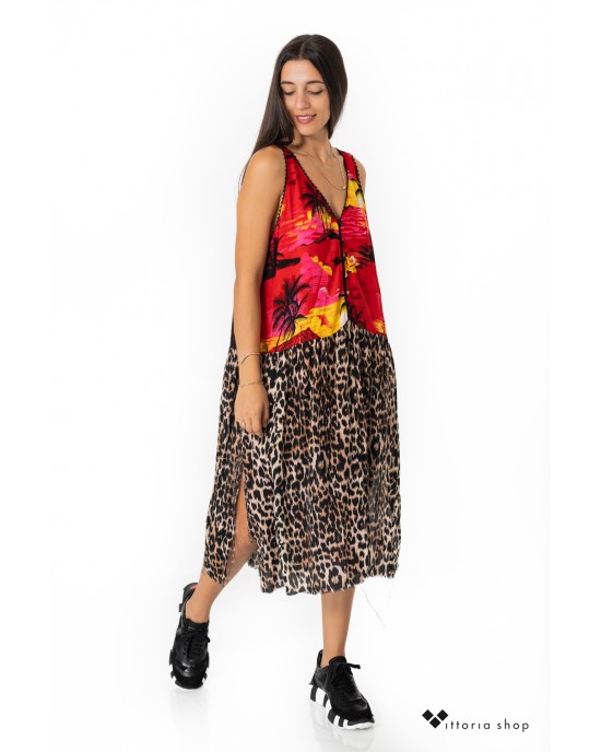 Oneteaspoon Hawaiian Rock Slip Animal Φόρεμα Κόκκινο