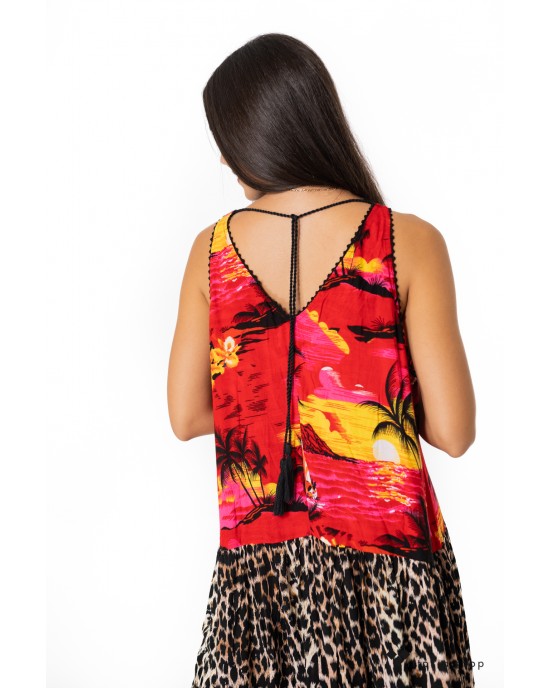 Oneteaspoon Hawaiian Rock Slip Animal Φόρεμα Κόκκινο