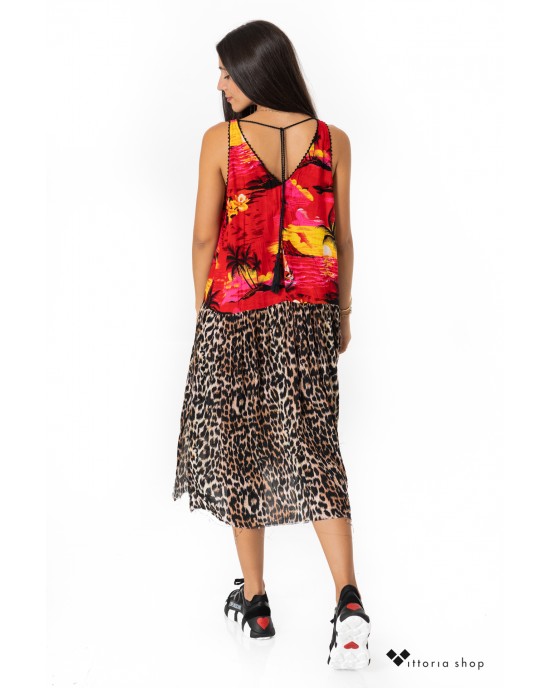 Oneteaspoon Hawaiian Rock Slip Animal Φόρεμα Κόκκινο