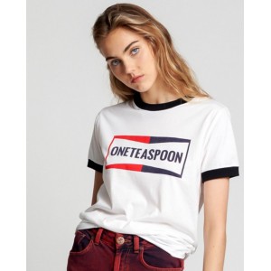 Oneteaspoon Logo Ringer Κοντομάνικο Top Λευκό