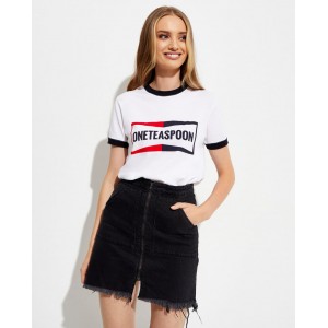 Oneteaspoon Logo Ringer Κοντομάνικο Top Λευκό