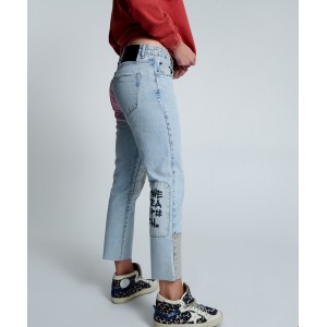 Oneteaspoon Circus Blue Graffiti Truckers Low Waist Straight Leg Τζιν Παντελόνι