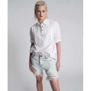 Oneteaspoon Florence Painted Stevies Long Length Boyfriend Τζιν Σορτς