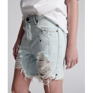 Oneteaspoon Florence Painted Stevies Long Length Boyfriend Τζιν Σορτς