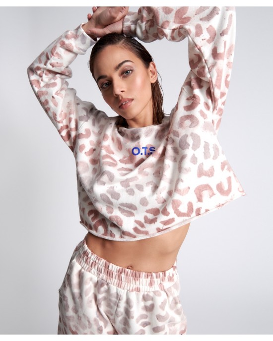 Oneteaspoon OTS Commuter Crop Φούτερ Pink Animal