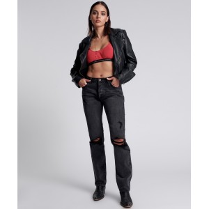 Oneteaspoon Faded Black Messed Up Truckers Mid Rise Straight Leg Τζιν Παντελόνι