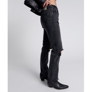 Oneteaspoon Faded Black Messed Up Truckers Mid Rise Straight Leg Τζιν Παντελόνι